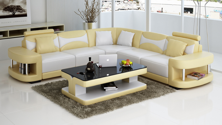 Ontwerp hoekbank van leer bank bank stoffering hoek zitkamer inrichting set