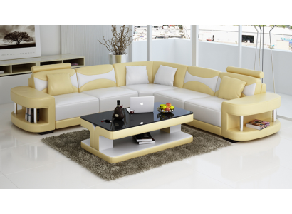 Ontwerp hoekbank van leer bank bank stoffering hoek zitkamer inrichting set