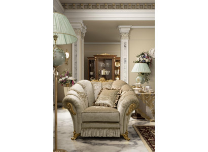 Fauteuil Stoel Bekleding TV Leer Textiel Stof Beige Ontwerp Lounge Club Relax