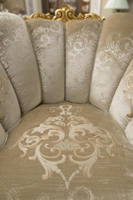 Fauteuil Stoel Bekleding TV Leer Textiel Stof Beige Ontwerp Lounge Club Relax