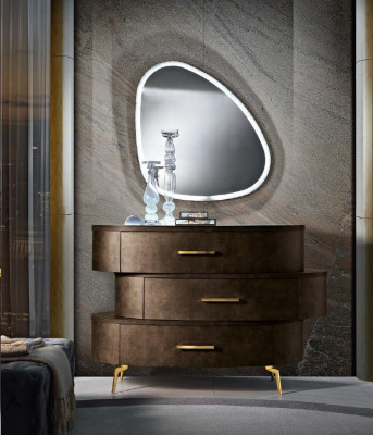 Ladekast met spiegel Ladekasten Slaapkamer Kast Hout Modern Ontwerp Bruin Set