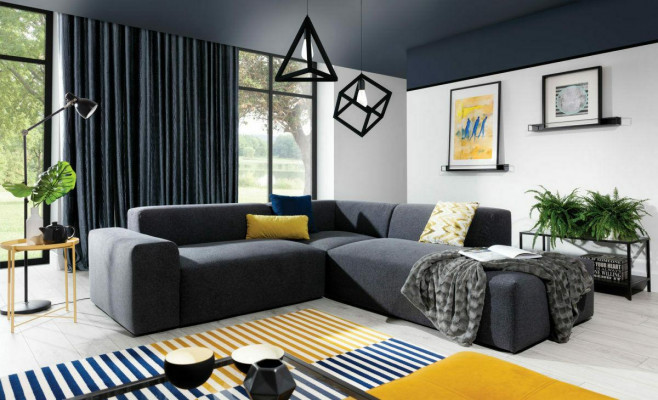 Hoekbank L-vorm bank bankstel stof ontwerp moderne