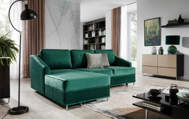 Luxe hoekbank bank - Smaragd groene bank bekleding hoekbank bedfunctie nieuw