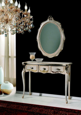 Meubelen Barok Luxe Console Tafel Wandtafel Tafel Wit Klassiek Hout 106 cm