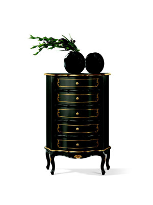 Italiaanse meubelen in barokke stijl, zwart, designkast, commode meubels.