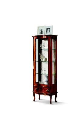 Luxe houten vitrine Bruine kast Glazen deuren Designdressoir Italiaanse meubels