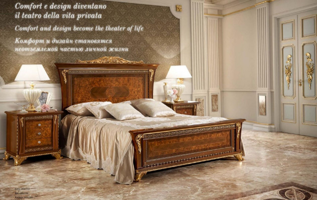 Tweepersoonsbed bedden Slaapkamer designbedden Bizzotto meubels Massief houten bed Nieuw