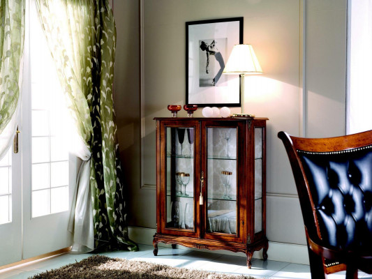 Designer Niet Vitrine Hout Bruin Dressoir Glas Deuren Luxe Italiaanse Meubels