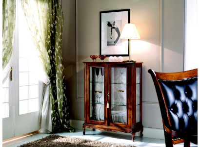 Designer Niet Vitrine Hout Bruin Dressoir Glas Deuren Luxe Italiaanse Meubels
