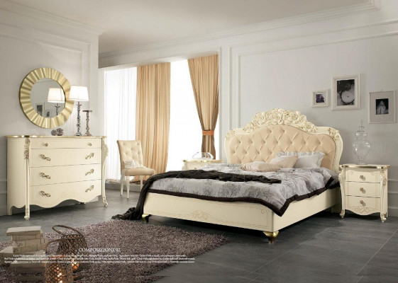 Bed Beige Wooden Bed Bedroom Design Beds Italian Art déco Italian New