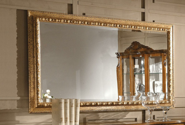 Gouden spiegelontwerp luxe xxl wandspiegel houten frame barokstijl Italië nieuw