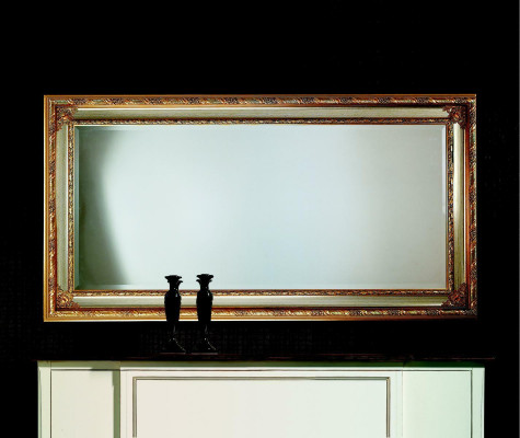 Klassieke wandspiegel houten frame spiegel meubilair 94x184 glazen frame wandmeubel