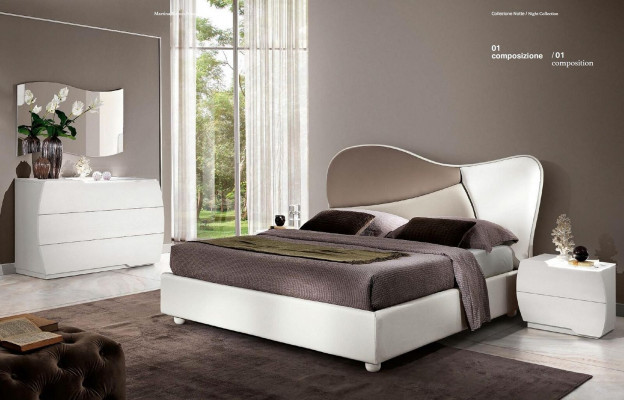 Luxe tweepersoons bedframe bed wit tweepersoonsbed leer hout modern design nieuw.