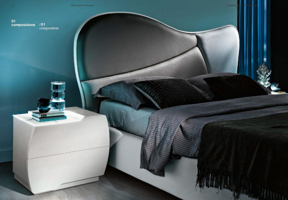 Luxe tweepersoons bedframe bed wit tweepersoonsbed leer hout modern design nieuw.