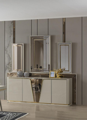 Luxe eetkamerset eetkamer eettafel set stoelen eethoek beige 6-delig