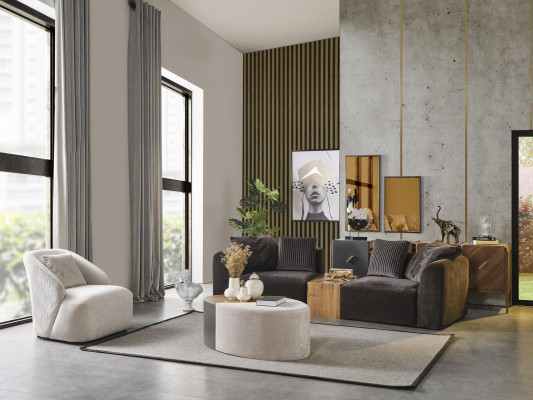 Zitbank 4-zits fauteuil vierzitsbank modern zwart stof nieuw