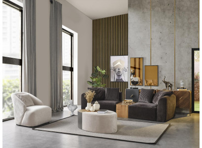 Zitbank 4-zits fauteuil vierzitsbank modern zwart stof nieuw
