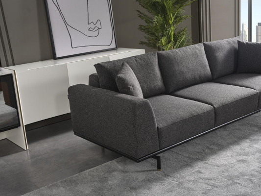 Sofa set 4 zits bank fauteuil set stof modern grijs