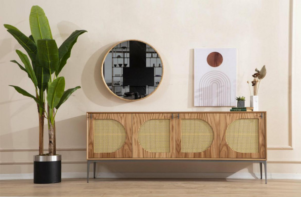Sideboard met spiegel Dressoir Sideboards Houten kast Meubels Bruin Nieuw