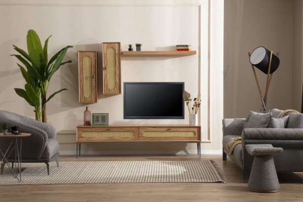 Lowboard rtv muurkasten woonkamer houten meubels wandplank set van 4 delen.