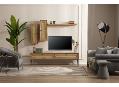 Lowboard rtv muurkasten woonkamer houten meubels wandplank set van 4 delen.