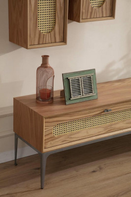 Lowboard rtv muurkasten woonkamer houten meubels wandplank set van 4 delen.