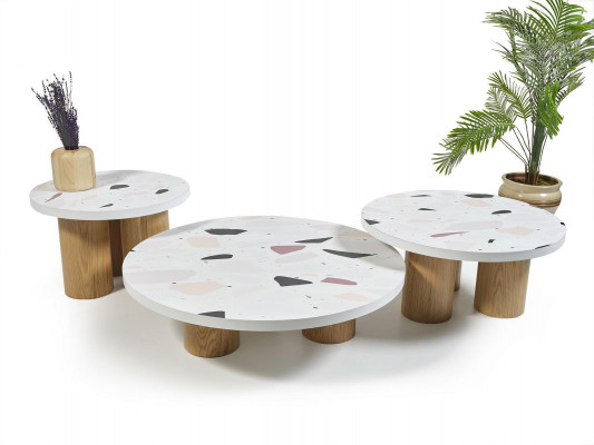 Salontafels bijzettafels Design woonkamer 3-delig. Italiaanse stijl.