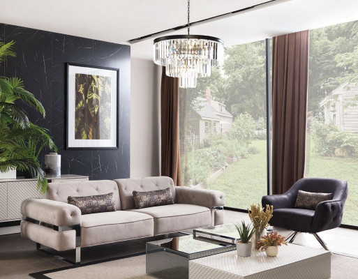 Bankstel Set 431 Zitplaatsen 3x Salontafels Bankstel Ontwerp Tafels 6-delig.