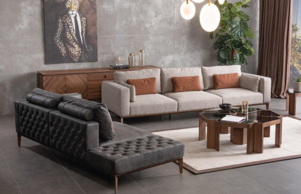 Woonkamer bankstel 4+3 set Ontwerpbank Bekleding Modern Nieuw Luxe