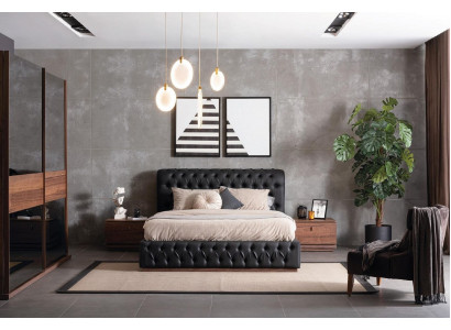 Bed kledingkast 2x nachtkastje luxe slaapkamer gestoffeerd design nieuw