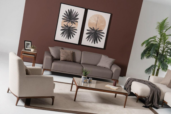 Woonkamer bank bank driezitter ontwerp luxe bank meubels bruin