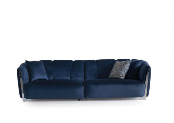 Woonkamerbank Sofa Bank Designer Textiel Zitkussen Ontwerp Blauw  Woonkamerbank Bank Designer Stof Zitkussen Ontwerp Blauw