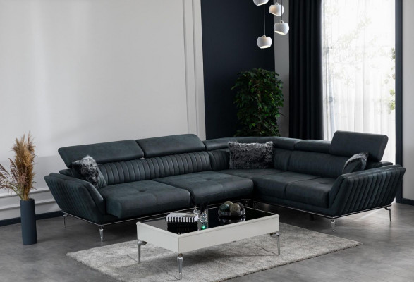 Woonkamerset hoekbank L-vorm tv-standaard tv-wand bankstel design.