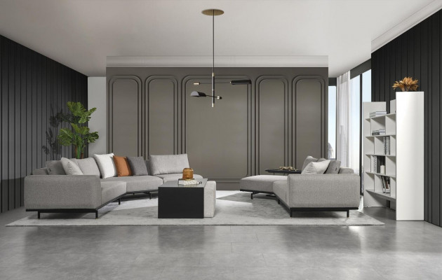 Hoekbank Bank Bankstel Stof Woonlandschap Luxe Meubels U-Vorm Salontafel