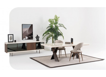 Eettafel 4x Stoelen Dressoir Groep Eetkamer Set 6 delig Meubels