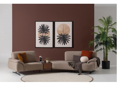 Woonkamer design bank 5 zitplaatsen textiel bank gestoffeerde banken Nieuw bruin