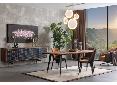 Groep eettafel eettafel 4x stoelen dressoir meubels eetkamer