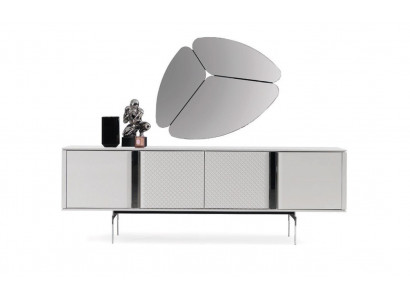 Moderne woonkamer spiegel dressoir kast, elegant design, luxe nieuw, grijs, 2-delig.