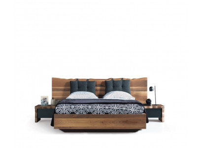 Slaapkamer set Bed 2x Nachtkastje Set Meubelen Nieuw 3-delig Nieuw bruin