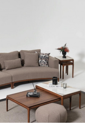 Woonkamer 2x salontafel tafel luxe ontwerp meubels bruine tafels 2-delig.