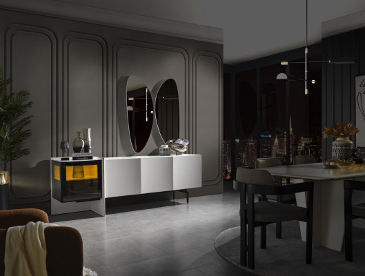 Garnituur eetgroep eetkamer eettafel luxe stoelen eethoek 7-delig wit