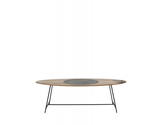 Moderne tafel salontafel bijzettafel ontwerp woonkamer hout ovaal 2-delig.