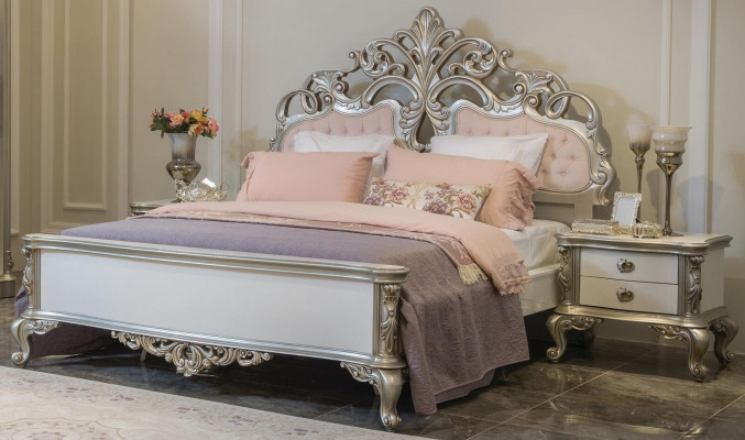 Slaapkamer set Luxe bed 2x nachtkastje kledingkast fauteuil 6-delig.