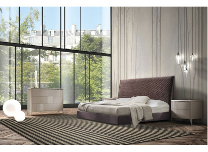Ontwerper bed 2x nachtkastjes dressoir 4-delige set Slaapkamer Italiaanse meubels