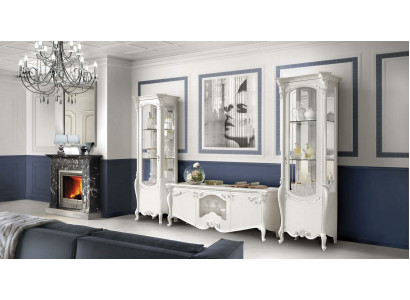 Klassieke woonwand woonkamer dressoir vitrine RTV-rek wandkast 3-delig.