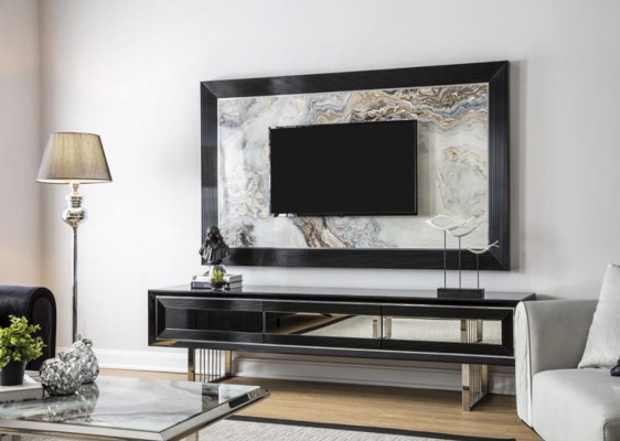 Luxe woonwand + dressoir laag dressoir woonkamer zwart hoogglans
