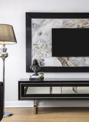 Luxe woonwand + dressoir laag dressoir woonkamer zwart hoogglans