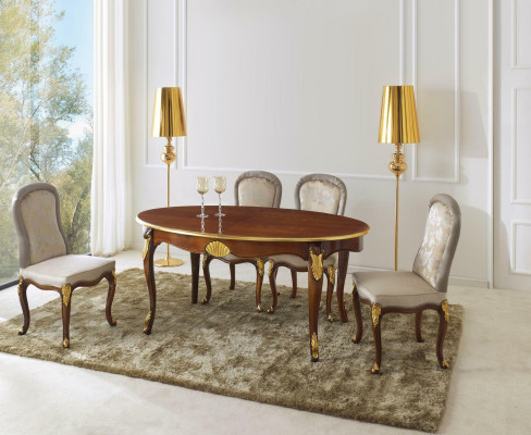 Set Garnituur 5-delig eettafel 4 stoelen Luxe eetkamer meubelgroep Italiaanse meubels.