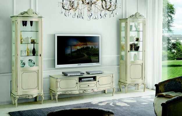 Luxe woonwand 3-delig rtv 2x vitrine Design Italiaanse meubels woonkamer barokstijl.