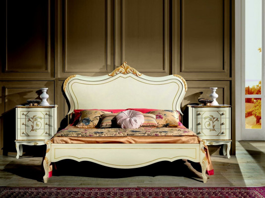 Ontwerp Luxe Bed Klassiek Bedframe Houten Stijl Barok Italiaanse Meubels
